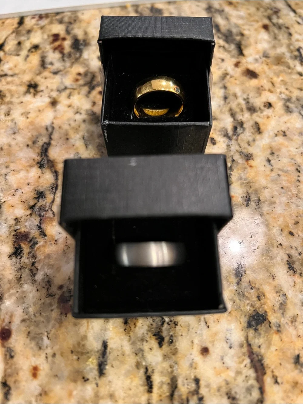Set of Two Wedding Bands - Silver Tone & Gold Tone 7mm Sz 8 Unisex